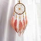Dreamcatcher Feder Windspiel für Schlafzimmer und Wohnzimmer Dekor von Craftsmanship (Pink Orange)