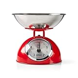 Melissa Retro Küchenwaage - Analoge Waage mit Edelstahl-Schale, Metallgehäuse, bis 5 kg, 25 g...