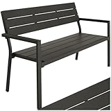 tectake® Gartenbank, Bank in Holzoptik, Parkbank als Gartenmöbel, Balkonbank Sitzbank für...