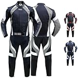 German Wear 2-teiler Motorradkombi Biker lederkombi aus Rindsleder, 50/M, Grau