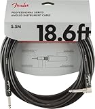 Fender Professional Series Instrumentenkabel, 5,7 m, Gerade zu Abgewinkelt, Schwarz, Gitarrenkabel...