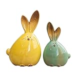 ARTIBETTER 2 x mollige Hasen-Ornamente, Keramik-Hasen-Dekorationen für Zuhause, Ostern,...