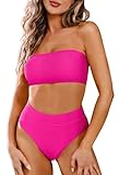 Pink Queen Damen Abnehmbare Träger Bikini Set Zweiteilig Wrap High Taille Bandeau Top Push Up...