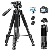 Victiv Kamera Stativ mit 52–160-185cm Höhe, leichtes Camera Tripod mit Abnehmbar 3-Wege-Kopf,...