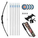 Fiita Bogen und Pfeil Set für Jugend Junior Bogenschießen Longbow 15 Lb Bogen mit 6...