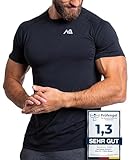Herren Fitness T-Shirt modal - Männer Kurzarm Shirt für Gym & Training - Passform Slim-Fit, lang...