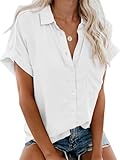 Glacspyg Bluse Damen Elegant Casual Work Shirt Bluse 100% Baumwolle Damen Blusen Sommer Short Shirt...