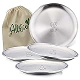 AllEco® Edelstahl Camping Teller Set 4 Stk. Ø 20cm - Nachhaltiges, wiederverwendbares &...