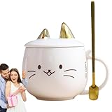 Niedliche Katze Tasse Henkelbecher Kreative Kätzchenbecher Neuartige Teetasse, niedliche Keramik...