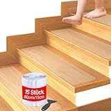 BestLink 15 x 80 cm Treppenstufen Matten Antirutsch Treppe, 15 Stück Transparent Stufenmatten...