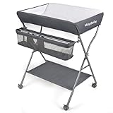 Maydolly Baby Klappbar Wickelkommode，Mobiler Wickeltisch mit Rollen und Wickelauflage,Wasserdicht...