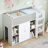 TOBIDOEN Multifunktionales Hochbett 90x200 mit Große Stauraum, Stauraumbett Etagenbett mit offenem...