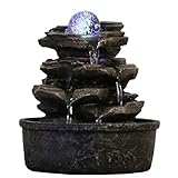 Zen Light Zen'Light - Zimmerbrunnen LittleRock - Naturwasserfall mit Steineffektund farbigem...