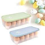 QINERSAW 2er Set Eierbox 10 Eier Eierbehälter mit Deckel Eieraufbewahrungsboxen für Kühlschrank...