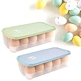 QINERSAW 2er Set Eierbox 10 Eier Eierbehälter mit Deckel Eieraufbewahrungsboxen für Kühlschrank...