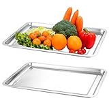 NIVRAIN 2 Stück Serviertabletts aus Edelstahl, Servierplatte Groß, Dicke 0,5 Cm, 27 * 20 * 2 Cm,...