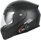 SJAPEX Bluetooth-Integralhelm Für Motorradfahrer, Hochklappbarer Modularer Helm, DOT/ECE-Geprüfter...