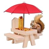 Eichhörnchen -Picknicktisch Feeder, Eichhörnchen -Feeder mit Regenschirm Holz Eichhörnchen...