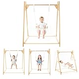 Yrthe Voitom Kinderschaukel Indoor Holz mit Gestell, 3 in 1 Tipi Zelt für Kinder, Hängeschaukel,...