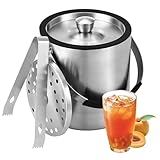 1.6L Eiswürfelform, Eiskübel mit deckel,Eiswürfelbehälter edelstahl mit Clips und Sieb, ideal...