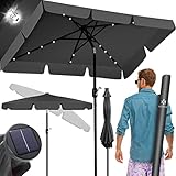 KESSER® Sonnenschirm Balkonschirm Rechteckig LED Solar mit Kurbel Inkl. 2in1 Schutzhülle,...