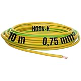 Kalitec 10 Meter H05V-K 0,75 mm² grün-gelb Verdrahtungsleitung I Aderleitung I PVC Einzelader I...