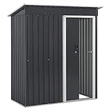 Juskys Metall Gerätehaus S mit 1 m², Pultdach, Schiebetür & Fundamentrahmen - 161 x 86 x 181 cm...