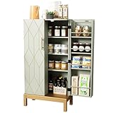 HOLTICO Badezimmerschrank Küchenschrank Wohnzimmerschrank Mehrzweckschrank Grün mit verstellbarem...