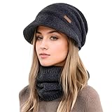 Mütze Damen, Mütze Damen Winter Mit Schal Mit Schal Herbst EIN Kombinationsset, Winter Beanie...