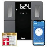 Beurer BF 500 Diagnosewaage mit Bluetooth und App, digitale Körperfettwaage mit 180 kg Tragkraft,...