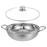 WEKADRIN Edelstahl Hot Pot Topf mit Glasdeckel 32cm Doppelkammer Suppentopf für Induktion Gasherd...