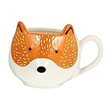 ABOOFAN Keramiktasse im Tierdesign Orangefarbener Fuchs für Getränke und Snacks Geeignet für...