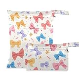 voucong Niedliche, bunte Fliege, waschbar, wasserdicht, 2 Stück, Nassbeutel für Badeanzug mit...