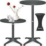 KESSER® 2in1 Stehtisch Bistrotisch 1er Set | Aluminium Edelstahlplatte | höhenverstellbar 70cm /...