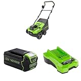 40V Akku Vertikutierer und Rasenharke von Greenworks mit bürstenlosem Motor, 3100 U/min, 38 cm...