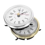 ANDRESLAD 2 Stück Quarz Uhreinsatz 65mm Rund mit Römischen Ziffern Silberfarben Geräuschlos für...