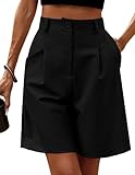 Zeagoo Damen Shorts Elegant Knielang Kurzhose Breites Bein Sommershort Hohe Taille Business Short...