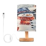 SKYSHU Weihnachts-Schneemann-Nachttischlampe, kleine LED-Schreibtischlampe, USB-Nachttischlampe mit...