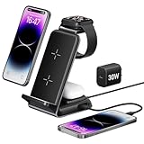 Ladestation für Apple Watch und iPhone, 4 in 1 Aluminium Wireless Charger für iPhone...