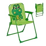 Relaxdays Kinder Klappstuhl, Campingstuhl mit Frosch-Motiv, HBT: 51,5x36x37,5 cm, Picknickstuhl...