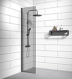 Badplaats B.V. Duschwand Rizani 40 x 200cm Glas Duschabtrennung Schwarz - Walk-In Dusche Nano...