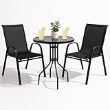 SPRINGOS Gartenmöbel Set 2+1 2 Personen mit Wasserdichtem Tisch 2 Stühlen Schwarz für Balkon...