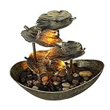 SOLUSTRE Kreativer Desktop Wasserfall Zimmerbrunnen Lotusblatt Design mit Fließendem Wasser...