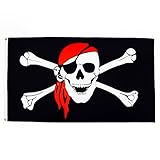 AZ FLAG - Flagge Pirat Rotes Halstuch - 90x60 cm - Piraten Totenkopf Fahne 100% Polyester mit...