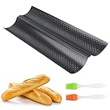 MXTIMWAN Baguette Backform, Baguette-Backblech für 2 Baguettes mit 2 Stück Silikon Backpinsel,...