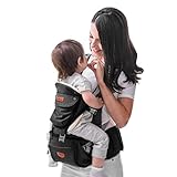 SUNVENO Babytrage Ergonomisch，Baby Carrier mit Abnehmbarer Kapuze, Hüftsitz baby mit...