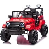 LALAHO Elektroauto für Kinder 12V Elektrofahrzeuge für Kinder mit 2,4 Ghz Fernbedienung (Rot)