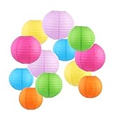 ZYOOO 12 Stück Bunt Papierlaterne Lampion rund Lampenschirm (25cm, 20cm，15cm) Lampions...