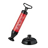 Relaxdays Abflussreiniger Pumpe, 2 Aufsätze für WC, Dusche, Waschbecken, Druckreiniger Abfluss,...
