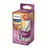 Philips LED Classic E27 Filament Lampe Warm Glow (100 W), dimmbare LED Lampe mit warmweißem Licht,...